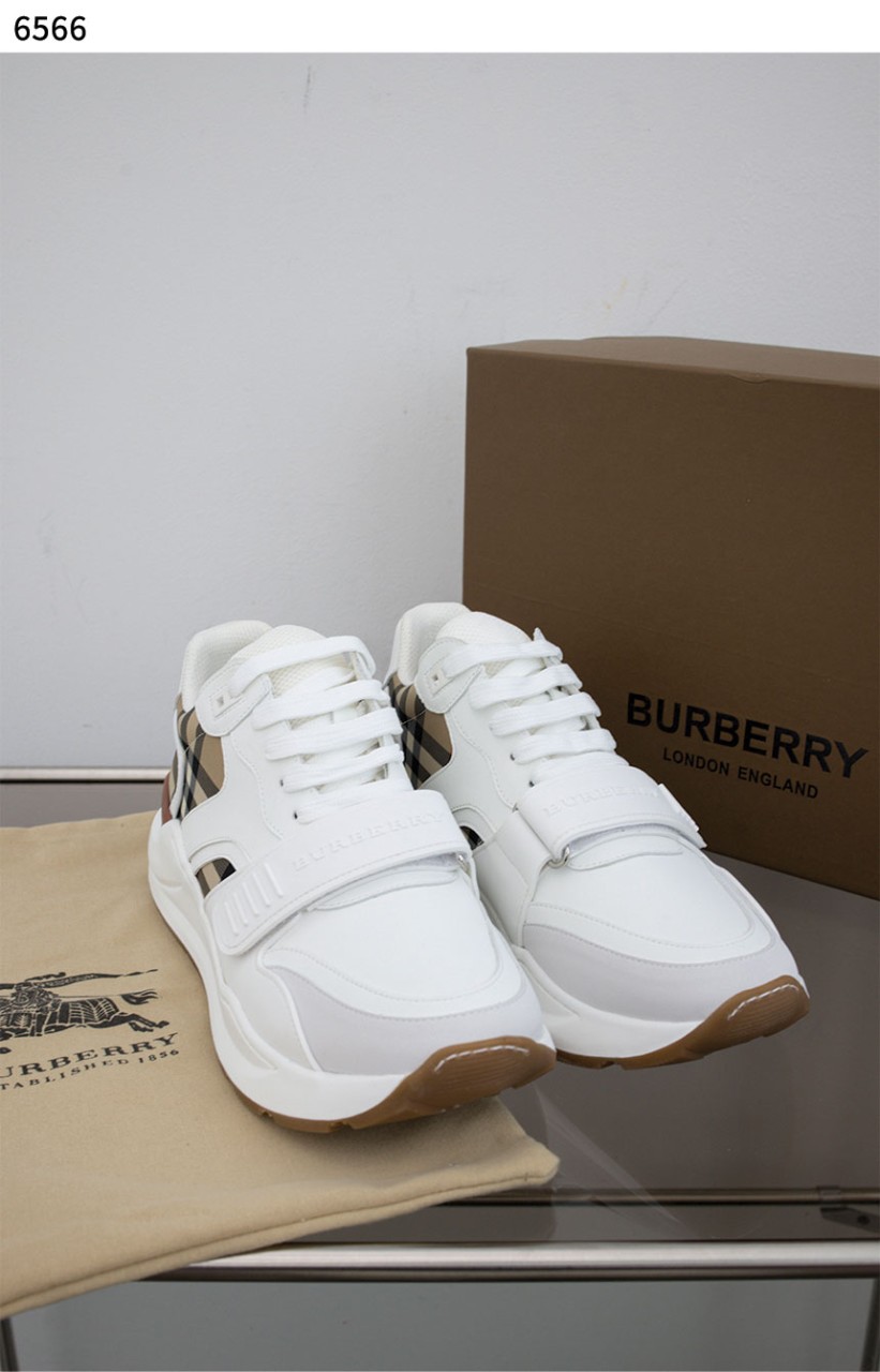 버** [BURBERRY] 체크 벨크로 코튼 뉴 리지스 스니커즈