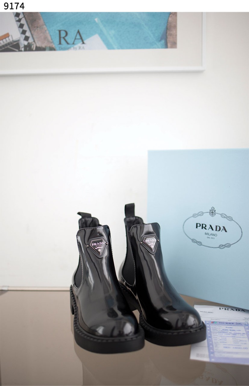 프** [PRADA] 수입고급 브러쉬드 가공 송아지 가죽 첼시 부츠 9174